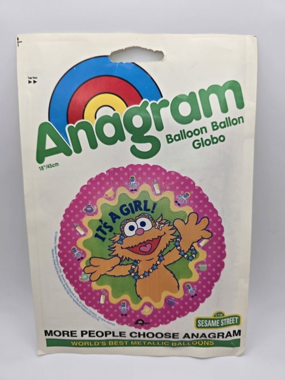 Anagram Vintage "It's a Girl!' Sesame Street Helium Balloon 1990s Gender Reveal